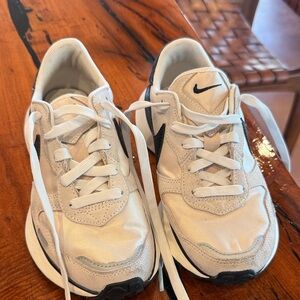Nike BIG Kids Cream and Black Sneakers